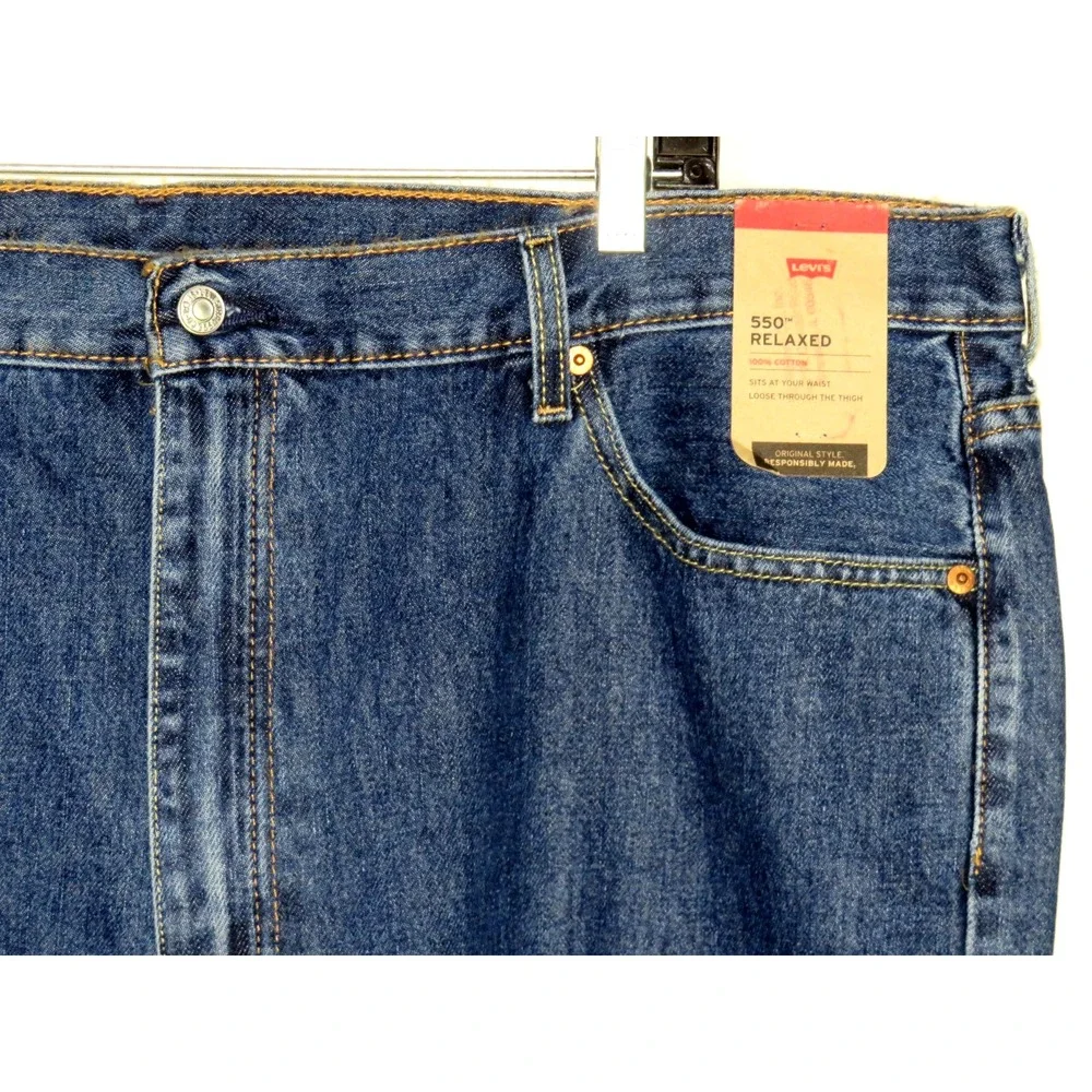 NEW! Levi's 550 Relaxed Fit 100% Cotton Medium Wash Jeans Men's‎ 46 X 29 NWT!